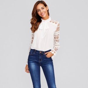 White tie neck blouse NWOT